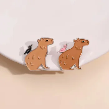 2Types Capybara Emajl Zatiči po Meri Cartoon Živali Srčkan Broške River Značke Nahrbtnik Ovratnik Pribor, Nakit, Darilo za Prijatelja