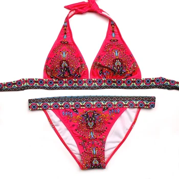 DEKA Brazilski Trikotnik Print Bikini Komplet Tangice Kopalke Niz Povodcem Ženske Kopalke, Kopalne Obleke Plaža Obrabe Biquini