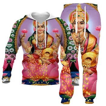 HX Boginja Lakshmi Trenirke Indijski Bog 3D Tiskanih Telovnik T-Majice, Hlače Mens Sweatpants Ženske Kompleti Oblačil Dropshipping