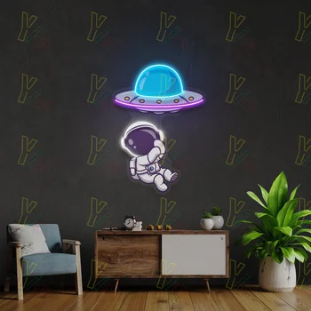 Astronavt, ki je Sedel na UFO Neon Znak, UV Neon Znak, Poroka Neon Znak, po Meri Neon Znak, 5v Neon Znak, USB Neon Znak