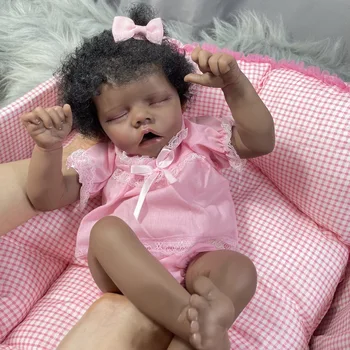 43 CM African American Prerojeni Baby Doll Twin nedonošenček Končal Novorojenčka Black Dekle Zbirateljske Umetnosti Lutka Najboljše Darilo Za Otroke