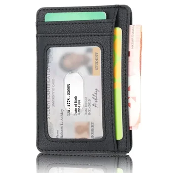 Slim RFID Blokiranje Mikrovlaken Usnjena Denarnica za Kreditne ID Kartico sim Torbici Tanke Denar Primeru za Moške, Ženske 2024 Modna Torba