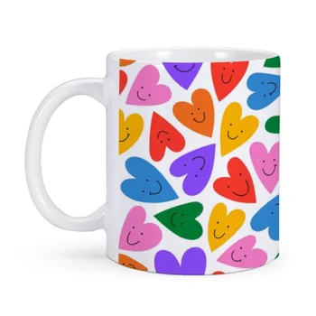 Lepe Pisane Srce Vrč Ustvarjalne Nasmejan Srce Pokal 11 oz Keramični Domače pisarne Kave Vrč Čaja za Pokal Prijatelja, Družino Drinkware