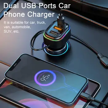 Avto Polnilec Anti-motnje Polnilnik USB Plug And Play Priročno Tip-C Dual USB Avto Adapter za Polnjenje Auto Dodatki
