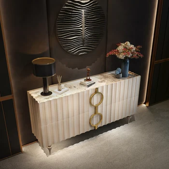Italijanski svetlobe luksuzni segment kabinet villa dnevna soba vhod krema veter foyer kabinet, spalnico, high-end rock plošča stora 1