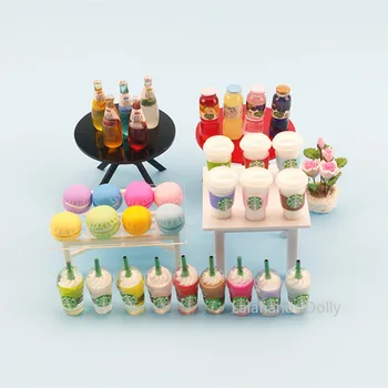 Lutke Pohištvo, Igrače, Mini Miza in Stol, Model Miniature Hrane Igrajo Pijačo Soda Steklenice za Pohištvo Dekoracija Igrače 0