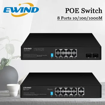 EWIND POE Stikalo 8 Vrata 10/100/1000Mbps Ethernet Stikalo z 2 1000M Uplink Vrata Omrežja Smart Stikalo,za dom NVR fotoaparati