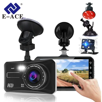 E-ACE Avto Dash Cam Dvojno Objektiv Pogled od Zadaj Kamero Ultra HD 1080P Nočno gledanje Video Snemalnik Black Box Za Auto