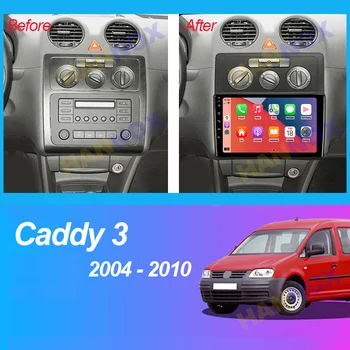 10palčni TouchScreen avtoradia Za Volkswagen Caddy 2K 3 III 2004 - 2010 Navigacija GPS Android Auto Stereo Glavo enota z okvirjem
