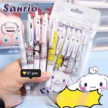 Sanrio 12pcs Kawaii Gel Pisalo Črno 0,5 mm Hello Kitty Cinnamoroll Hitro Sušenje Kemični Svinčnik Študent Tiskovine Darilo Debelo