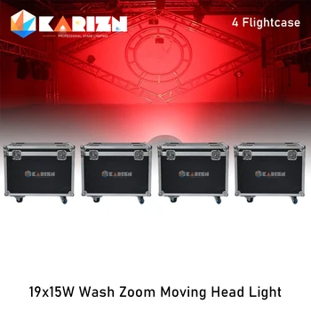 0 Davčne 4Pcs Flycase Za LED 19x15w Zoom Žarek Svetlobe RGBW 4in1 Fazi Led Pranje Zoom Gibljive Glave Luči Glas Disco Luči
