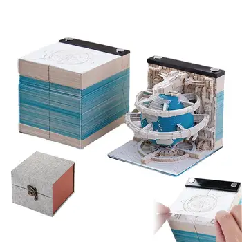 3D Art Koledar Memo Pad Koledar Vklesan Model Desk Dekor Tabela Okraski 3D Koledar DIY Opomba Kiparstvo v Knjigi Art Rojstni dan 0