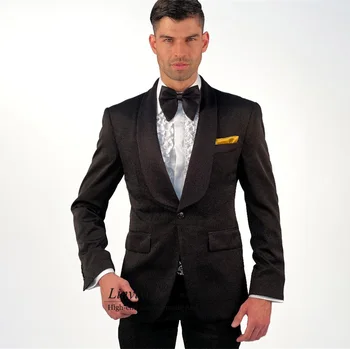 Edinstven Moške Obleke Šal River Ženina Poročna Tuxedos Slim Fit Formalnih Poslovnih Moški Jopič 2 Kosa Suknjič Hlače Določa Kostum Homme