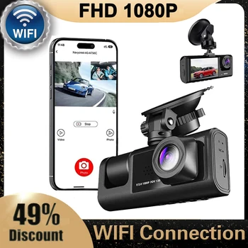 Avto DVR WIFI Dvojno Objektiv Dashcam Video Snemalnik FHD 1080P Samodejna Fotoaparat Registrator Kamere Night Vision G-Senzor Zadaj Vizija