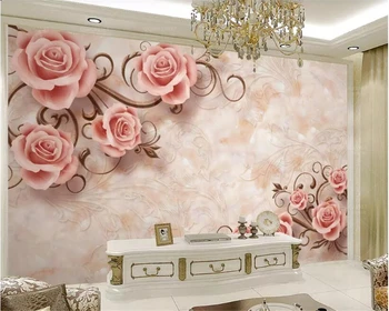 Beibehang ozadje po Meri zidana Evropska romantična rose vzorec izbočenega dnevna soba, TV ozadju stene 3d ozadje behang