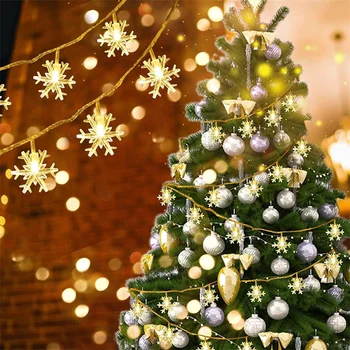 Božični Okraski, Snežinka Niz LED Luči Zaprtih Oseb Vzdušje Soba Baterije Star Luči Outdoor Festival Zavese 270 0