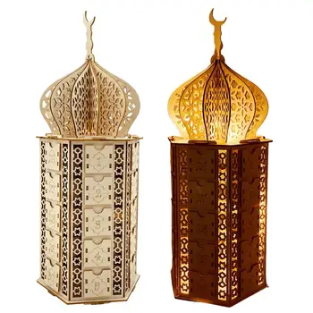 Debelo - Eid Adventni Koledar Ramadana Dekoracijo 2024 Lesene Predale Namizni Koledar Doma Islamske Muslimanska Stranka Dekor Ornament