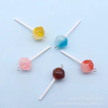 10Pcs Barve Lollipop Smolo Čare Simulacije Sladkarije Dekor Obesek Kawaii Keychain Obrti Kavljem DIY Uhani Nakit, ki opravlja Dobave