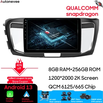 Qualcomm Snapdragon Android 13 Za Honda Accord 9 CR 2012 - 2018 Avto Radio Multimedijski Predvajalnik Videa, GPS Navigacijo DSP Carplay