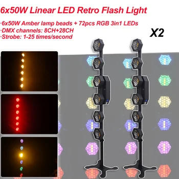 2Pcs/Veliko 6x50W linearni LED Retro Flash Svetlobe Krajine Poplav Navzdol Razsvetljava za Dj Disco Party Poroko Bar Teče Konj Učinek Li