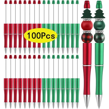 100 kozarcev Božič Beadable Peresa Plastičnih Božič Noge Pero Počitnice Kemični svinčniki Božič Pribor Črno Črnilo Žogo Pero