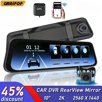 Dash Cam Ogledalo AVTO DVR RearView 10palčni z GPS WIFI Dual Camera Night Vision G-Senzor, Parkirni Spremljanje avto dodatki