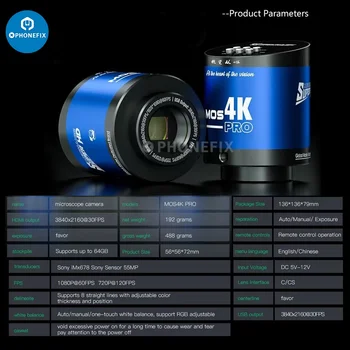 MEHANIK RX-4K / MOS 4K Pro / MOS 510 55MP IMX678 Senzor Sony HD HDMI Industrijska Kamera za Mikroskop Digital Image Acquisition
