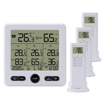 Digitalni Termometer, Higrometer Notranja Zunanja Notranja Zunanja Temperatura Vlažnost Merjenje Z Brezžičnim Senzorjem, Bela 0