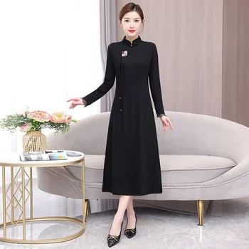 Cheongsam Qipao Obleko za Ženske Ulične Modnih Oblačil Vintage Priložnostne Elegantno Etnične Slog Ženske Oblačila Stranka Kitajski 0