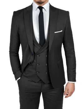 Moška Obleka je 2-Kos Jopič Telovnik 2023 Slim Fit Podjetje Za Poroko Tweed Kariran Waistcoat Za Groomsmen Najboljši Človek