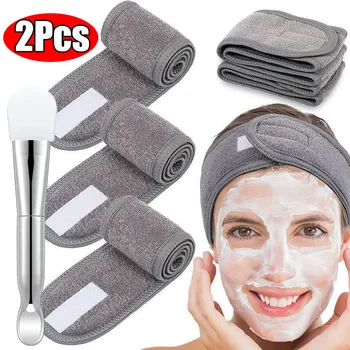 2Pcs/Set Nastavljiv Make Up Glavo z Masko Ličila Ščetke Mehko SPA Obraza Hairband Pranje Obraza, Las Držalo za Brisačo za Nego Kože Orodja