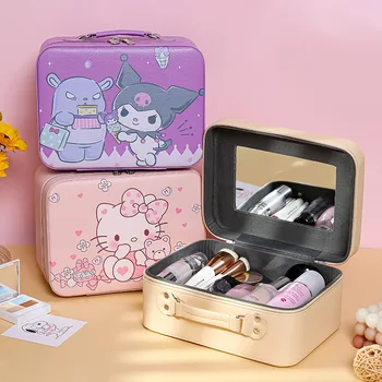 Kawaii Sanrio Hello Kitty Kuromi Kozmetični Primerih Shranjevanje Vrečk Posodo, Luštna, Visoka Zmogljivost Nečimrnosti Ogledalo Kovček Na Prostem, Potovanja