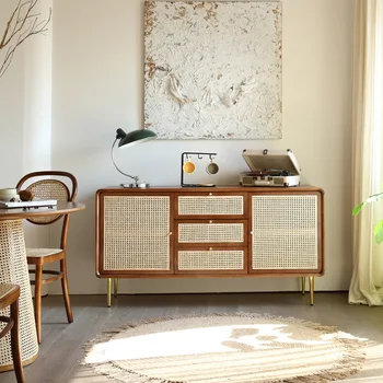 Masivnega lesa jedilnico kabinet, gospodinjski spalnica TV omara, Nordijska predal, rattan shranjevanje kabinet, večnamensko retro 0