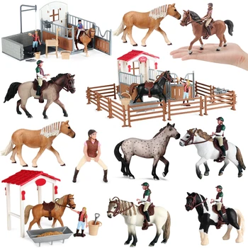 Simulacija Kmetiji Konj Živalskih Figur Konjeniški Knight Rider Hlevi Hiši Model Konjeniški Ograjo Akcijska Figura, Otroci Igrače, Darila