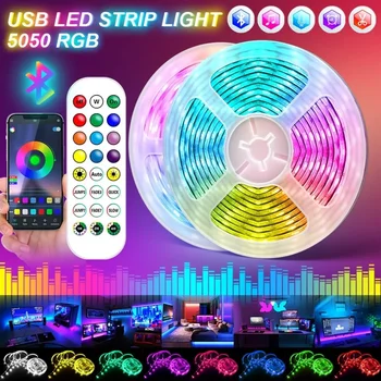 RGB LED Osvetlitev, USB, LED Trakovi Luči Bluetooth 5050 Neon RGB Trak Diod Prilagodljiv Trak Tv Osvetlitev Igralna Soba Dekoracijo