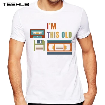 TEEHUB Moške Nova Moda Starih Tapnite in disk Modela Kratek Rokav T-Shirt Kul Natisnjeni Vrhovi Hipster Tee Majice 0