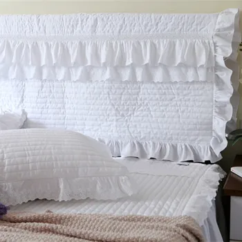 Vrh Romantično Princesa posteljo vzglavja kritje poroko dekorativni Čipke blazine pokrov Elegantno Ruffle design postelja vodja odbora brisačo Prodaje 0