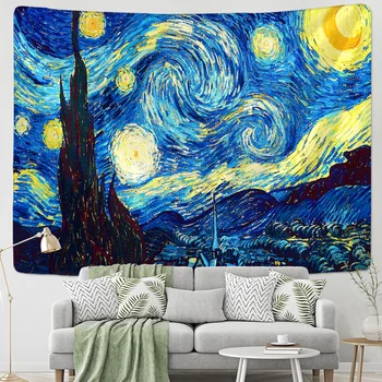 Tapiserija, Slavni Van Gogh Tiskanja Odejo Steni Visi Zvezda, Luna Noč Tapiserija, Dekorativna Odeja Tkanine Spalnica