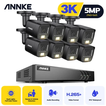 ANNKE 8CH 5MP Lite Video Varnostni Sistem CCTV Komplet Z 8X 5MP Built-in mic Nepremočljiva nadzorne Kamere 5 IN1 H. 265+ DVR