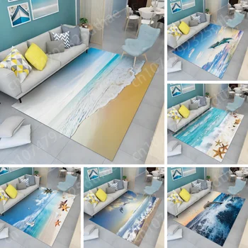 3D Ocean Vzorec Preproga za Dnevna Soba Dekoracijo Stroj Nadstropju Bivalni prostor Preprogo, Veliko Območje Non-slip Spalnica Kavč mizice Preproge