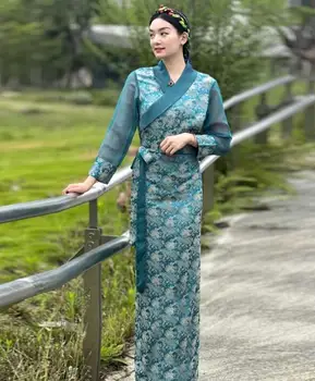 Kitajski Ženski Xizang Obleko Guozhuang Krilo Čipke Ledu Svile Bola Tibera Robe