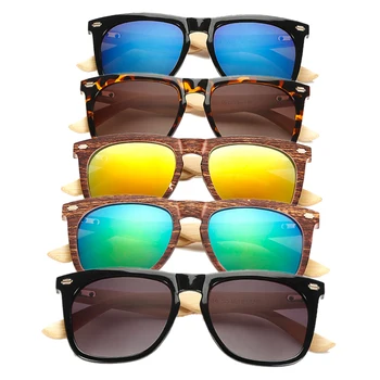 FOENIXSONG Modna sončna Očala za Moške, Ženske Ravno Top Ogledalo Letnik Ovalni Okvir Bambusa Roko Očala sončna Očala