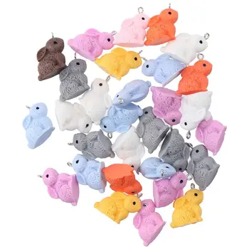 Naključno Barvo Srčkan Zajec Ogrlica Smolo Mix barve 3D Zajec Zajec Zajec Obesek Čare DIY Okraski