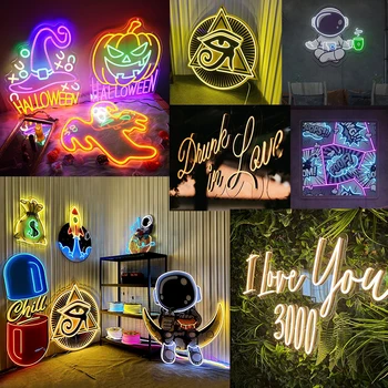 Neonske Znaki Prilagodljiv UV Tisk za Poročno zabavo, Rojstni dan Darilo, Poslovna Logotip Dimmer LED Prilagodljiva Neonskih Luči Brezplačna Dostava 0