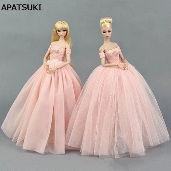 Roza Poročno Obleko za Barbie Lutka Princesa Večer Stranka Obleko Nosi Dolge Obleke, Lutka Obleko za Barbie Lutke