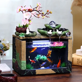 Srečen Vode Fish Tank Namizje Dnevna Soba Ustvarjalne Majhne Betta Tank Retro Office Home Spremembe-Brezplačno Ekološko Akvarij