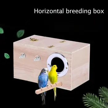 2023 Lesene Ptičje Gnezdo Naslikal Bird House Plemenskih Polje Prostem Vrt Dekoracijo Za Papiga Parakeet Cockatiel Lovebirdsn
