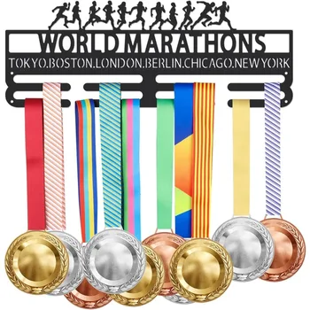 Svetovni Maraton Medaljo Imetnik Tokyo Bostonu, Londonu, Berlinu, Chicago, New York, Medalje Zaslon Črno Železo Stenske Kljuke za 40+