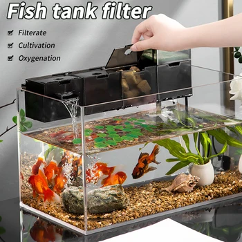 Fish Tank Slap Filter Polje 3-v-1 Kisikom, Stenske Vgrajen Tiho Obtoku Vodo, Čistilec Za Aquarium Fish Tank