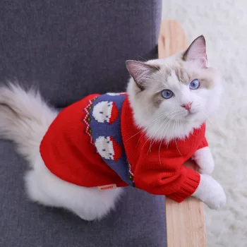Pet Oblačila Mačka Božič Pulover Majhen Pes Pozimi Toplo Jesen in Zimo Pet Oblačila 2023